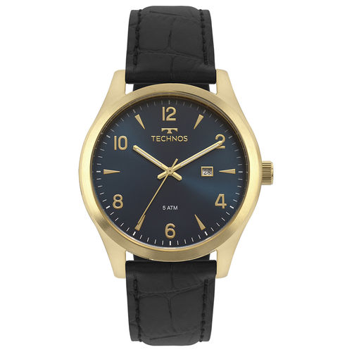 Relógio Technos Masculino Dourado Couro 2115mrx/2a