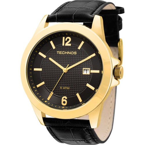 Relógio Technos Masculino Dourado E Preto Steel 2115kno/2p