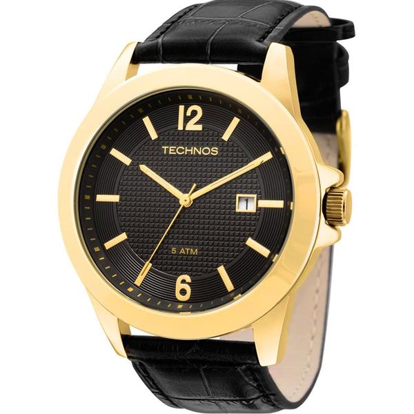 Relógio Technos Masculino Dourado E Preto Steel 2115kno/2p