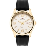 Relogio Technos Masculino dourado esportivo pulseira de borracha 2115MOM/8B