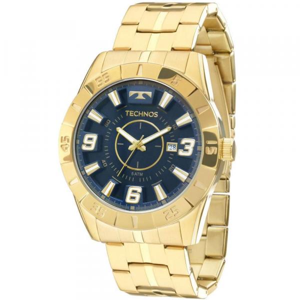 Relógio Technos Masculino Dourado Fundo Azul 2115kyz/4a