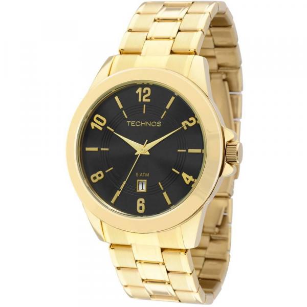 Relógio Technos Masculino Dourado Fundo Preto 2115Kon/4P