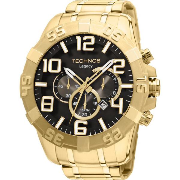 Relógio Technos Masculino Dourado OS20IM/4P Analógico 10 Atm Cristal Mineral Tamanho Extra Grande