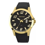 Relogio Technos Masculino Esportivo Dourado pulseira de borracha 2115kqa/8p