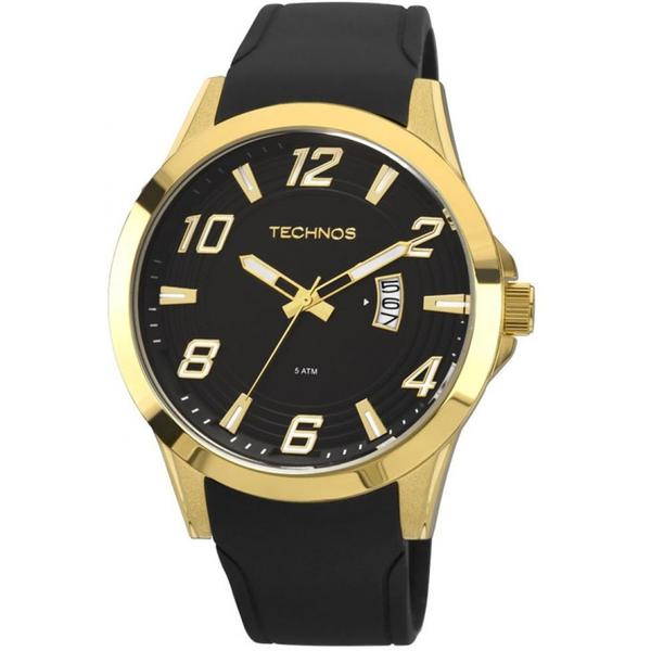 Relogio Technos Masculino Esportivo Dourado pulseira de borracha 2115kqa/8p