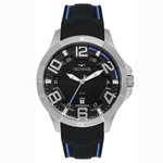 Relogio Technos Masculino Esportivo preto e azul Aço Inox 2117LCD/8P