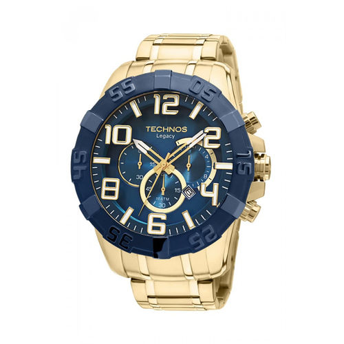 Relógio Technos Masculino Legacy Dourado Fdo Azul Os20iq/4a