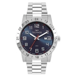 Relogio Technos Masculino Prata azul a prova dagua calendario 2115mwq/1a