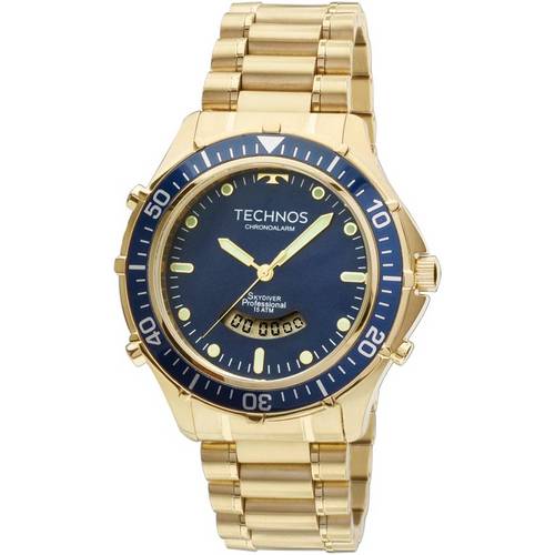 Relógio Technos Masculino Skydiver T205iz/4a Anadigi Dourado Dourado