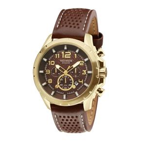 Relógio Technos Masculino Skymaster Js25bg/0m Dourado Couro