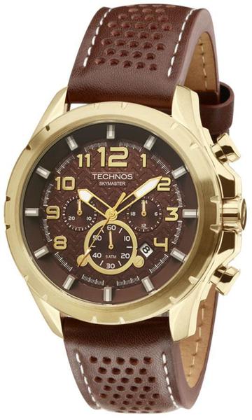 Relógio Technos Masculino Skymaster JS25BG/0M Dourado Couro