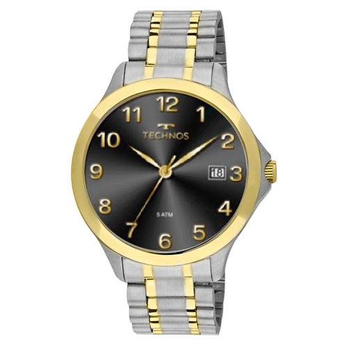 Relógio Technos Prateado e Dourado Masculino Classic Steel 1S13CP/5P