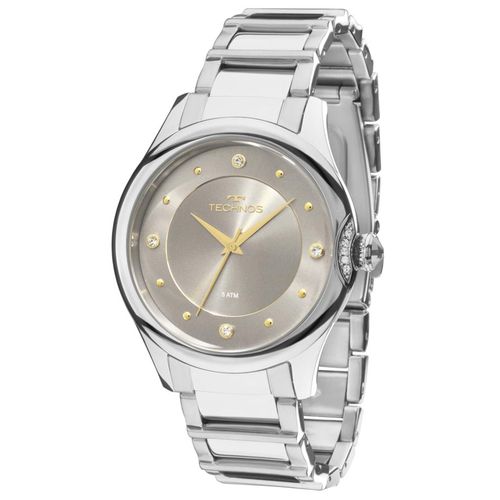 Relógio Technos Prateado Feminino Elegance Crystal 2035mfs/3c