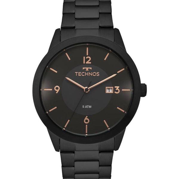 Relógio Technos Preto Masculino Classic Steel 2115moh/4p