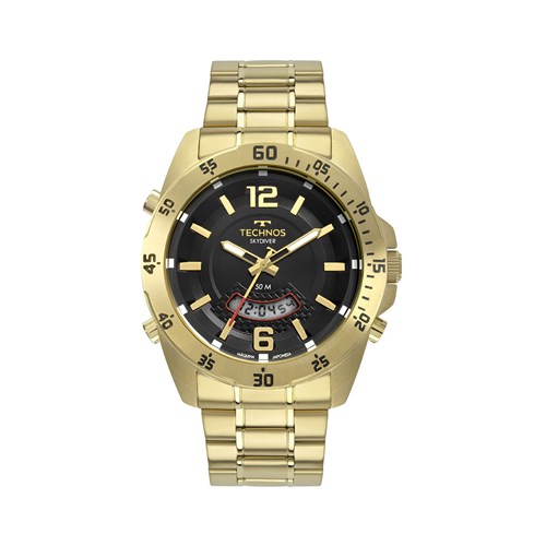 Relógio Technos Racer Masculino Dourado Anadigi T205jl/4P