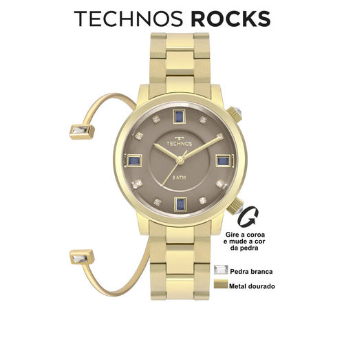 Relógio Technos Rocks Feminino Dourado 2039bu/k4c