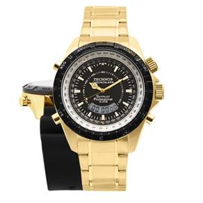 Relógio Technos Skydiver Anadigi Masculino Troca Pulseiras Dourado T205FE/4P