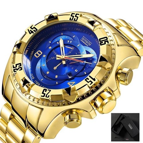Relógio TEMEITE - Quartz Luxo / Temeite Dourado e Azul