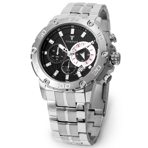 Relógio Tempus Chronograph Silver Black