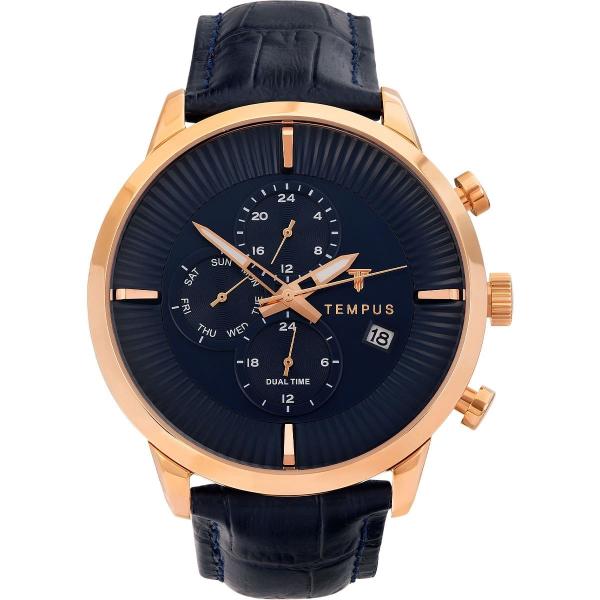 Relógio Tempus Dual Time Rose Blue