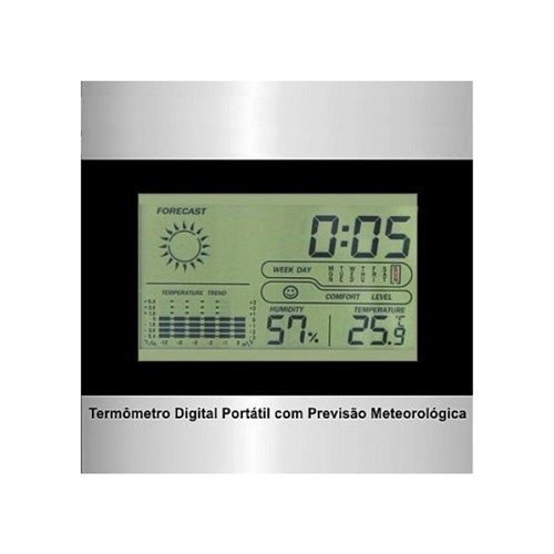 Relogio Termo Higrometro Digital Estacao de Previsão Meteorologica Lcd com Maxima e Minima Despertador
