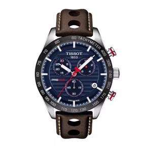 Relogio Tissot T100.417.16.041.00 Couro Marrom Azul PRS516