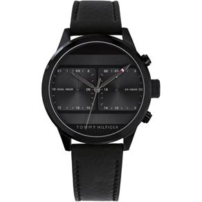 Relógio Tommy Hilfiger Dual Time Preto Couro 1791595