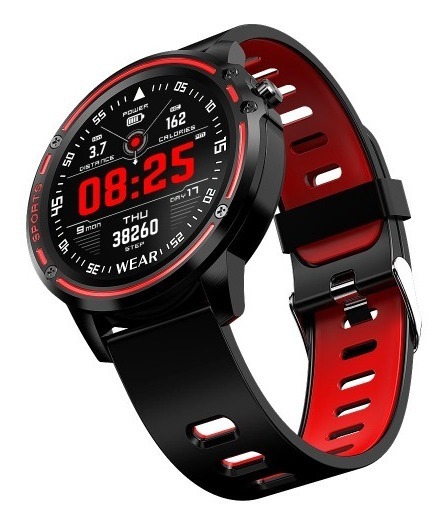 Relógio Touch Inteligente Smartwatch Sport Wear L8 Designer Sofisticado Preto com Vermelho