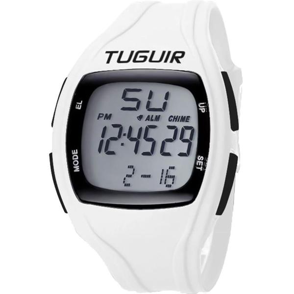 Relógio Tuguir Masculino Branco 11630 Digital 3 Atm Acrílico Tamanho Pequeno - Taguir