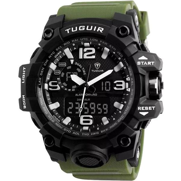 Relógio Tuguir Masculino Verde 6001 - Taguir