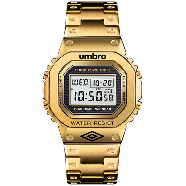 Relógio Umbro Masculino Digital Retrô Aço Dourado 111-G