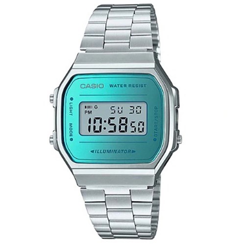 Relógio Unissex Casio Digital A168wem-2Df - Prata/Azul