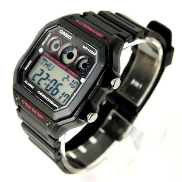 Relogio Unissex Casio Digital Countdown Timer - Preto/rosa - Ae-1300wh-1a2vdf