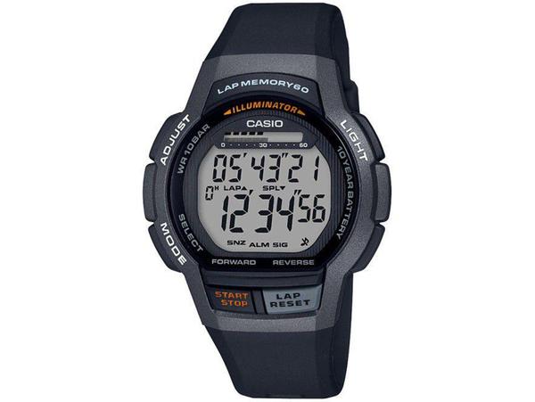 Relógio Unissex Casio Digital Lap Memory 60 - WS-1000H-1AVDF Preto
