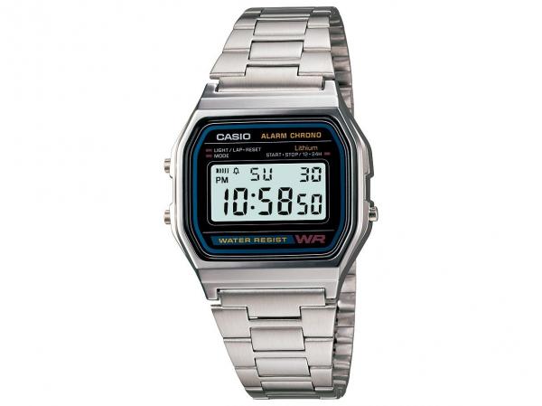 Relógio Unissex Casio Digital Resistente à Água - A158WA-1DF Prata