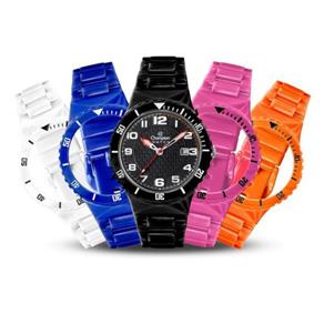 Relógio Unissex Champion Digital CP30119X - Troca Pulseira Kit 6 - Preto/Azul/Laranja