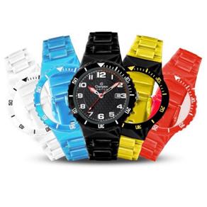 Relógio Unissex Champion Digital CP30119X - Troca Pulseira Kit 8 - Preto/Amarelo/Vermelho