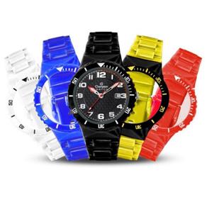 Relógio Unissex Champion Digital CP30119X - Troca Pulseira Kit 9 - Preto/Amarelo/Azul