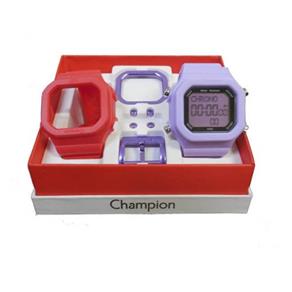 Relógio Unissex Champion Digital CP40180X - Troca Pulseira - Lilás/Vermelho