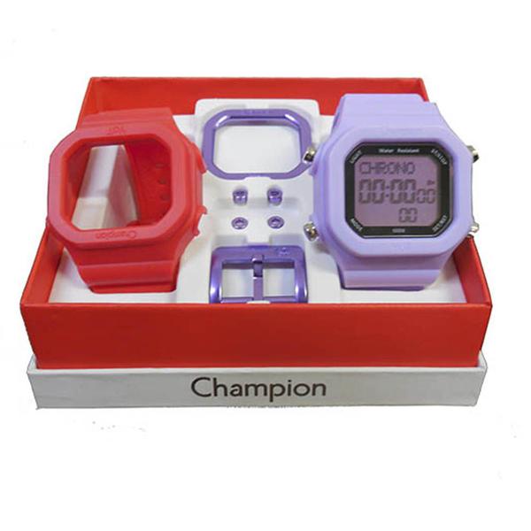 Relogio Unissex Champion Digital Cp40180x - Troca Pulseira - Lilas/vermelho