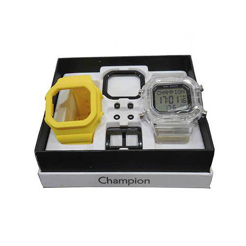 Relogio Unissex Champion Digital Cp40180x - Troca Pulseira - Transparente/amarelo
