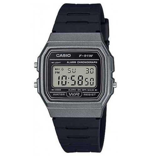 Relógio Unissex Digital Cinza e Preto Casio F-91WM-1BDF