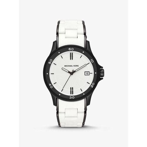 Relógio Unissex Michael Kors Modelo MK6663 Branco Pulseira Silicone Diâmetro 40mm