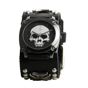 Relógio Unissex Nemesis Modelo MSK926K - Estilo Punk/Rock - Pulseira em Couro / a Prova D' Água