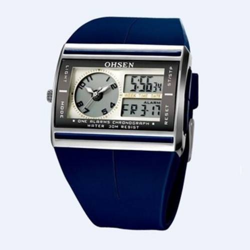 Relógio Unissex Ohsen Anadigi Esporte Azul Ad0518