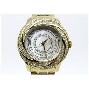 Relógio Victor Hugo Dourado Grande Feminino Cristais Swarovski VH10133LSG/28M