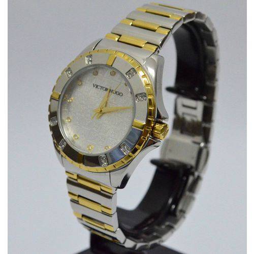 Relógio Victor Hugo Feminino Vh10051lsg 04m Prata com Dourado