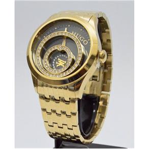 Relógio Victor Hugo VH10120LSG/30M Dourado Feminino Grande Cristal Swarovski