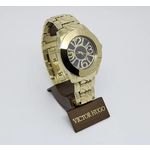 Relógio Victor Hugo Vh10131 30m Dourado Fundo Preto
