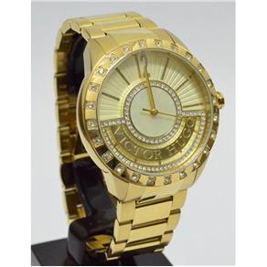 Relógio Victor Hugo VH10124LSG/22M Dourado Redondo Grande Fundo Dourado